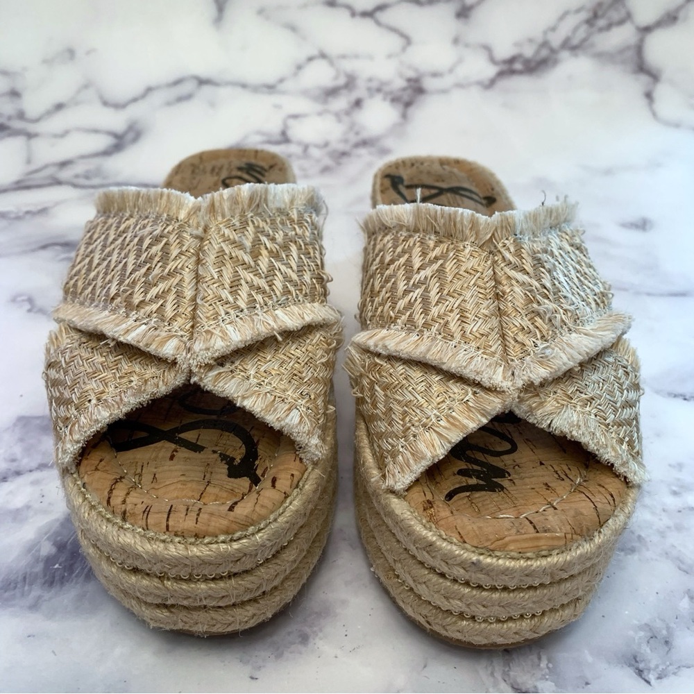 Sam Edelman Ashlynn sand weave crisscross platform sandals size 6.5 medium